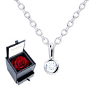 ネックレス レディース フクリン 一粒 ダイヤ 誕生石 プリザーブドフラワー ローズ ギフトセット 13930-s-1218