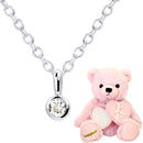 ネックレス レディース テディベア 誕生石 ダイヤモンド 一粒 フクリン 13930-s-tdt-01