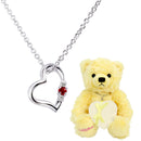 ネックレス レディース 誕生石 ダイヤ オープン ハート テディベア ぬいぐるみ ギフトセット 1491-tdt-01
