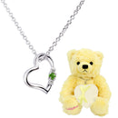 ネックレス レディース 誕生石 ダイヤ オープン ハート テディベア ぬいぐるみ ギフトセット 1491-tdt-01