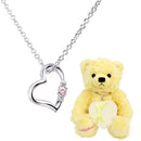ネックレス レディース 誕生石 ダイヤ オープン ハート テディベア ぬいぐるみ ギフトセット 1491-tdt-01