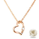 ネックレス レディース ハート ダイヤ 誕生石 ピンクゴールド プリザーブドフラワー ローズ ギフトセット 1491p-1218