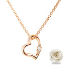 ネックレス レディース ハート ダイヤ 誕生石 ピンクゴールド プリザーブドフラワー ローズ ギフトセット 1491p-1218