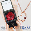 ネックレス レディース ハート ダイヤ 誕生石 ピンクゴールド プリザーブドフラワー ローズ ギフトセット 1491p-1218