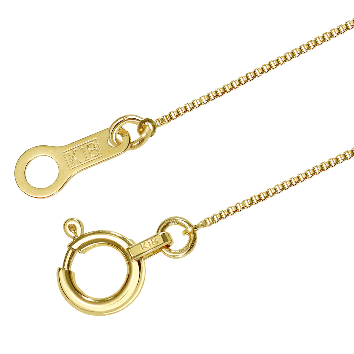 チェーン K18 ゴールド 4面ダイヤカット ベネチアン 76041011347 ベネチアンチェーン K18 18金 ゴールド 4面ダイヤカット 0.5mm 40cm