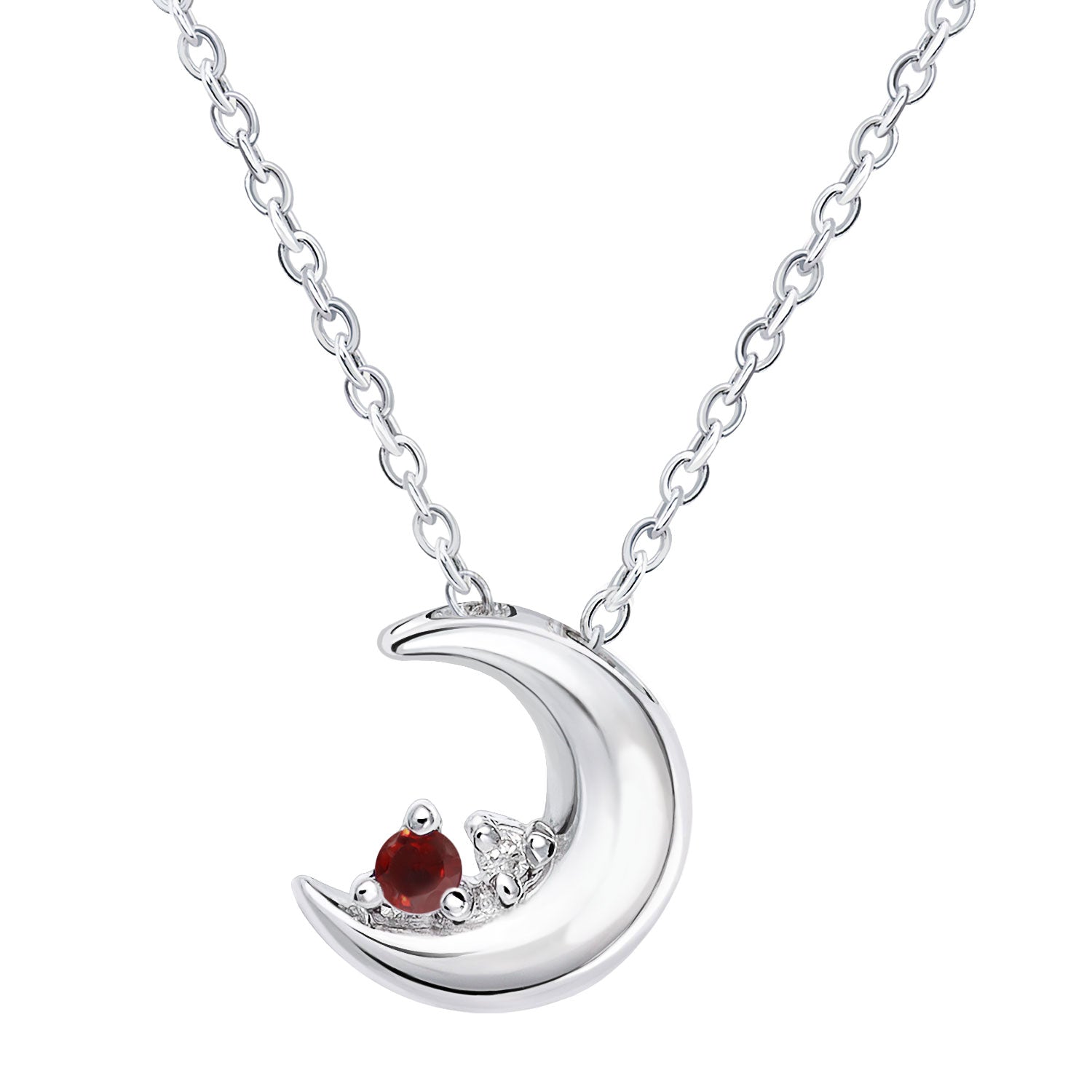 誕生石クレセントムーンネックレス