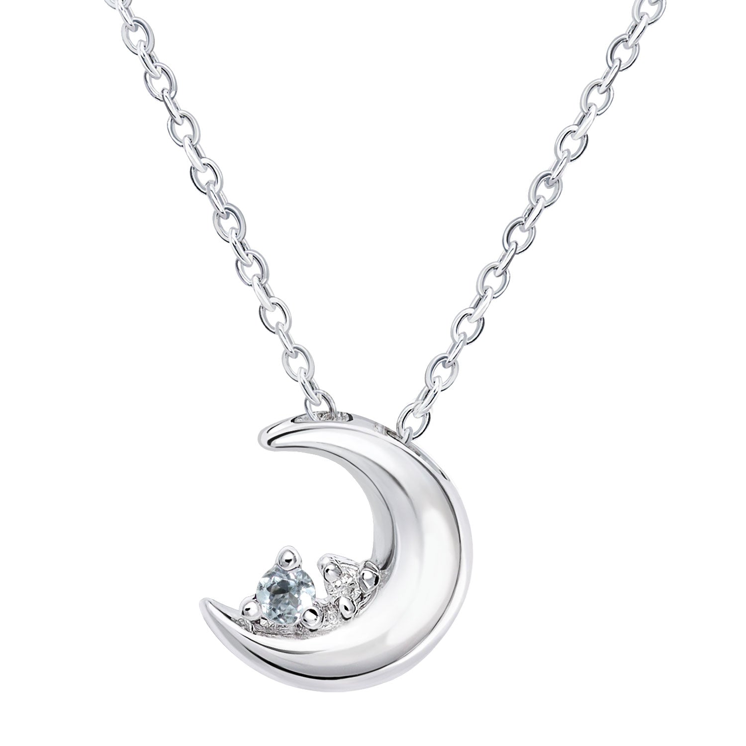 誕生石クレセントムーンネックレス