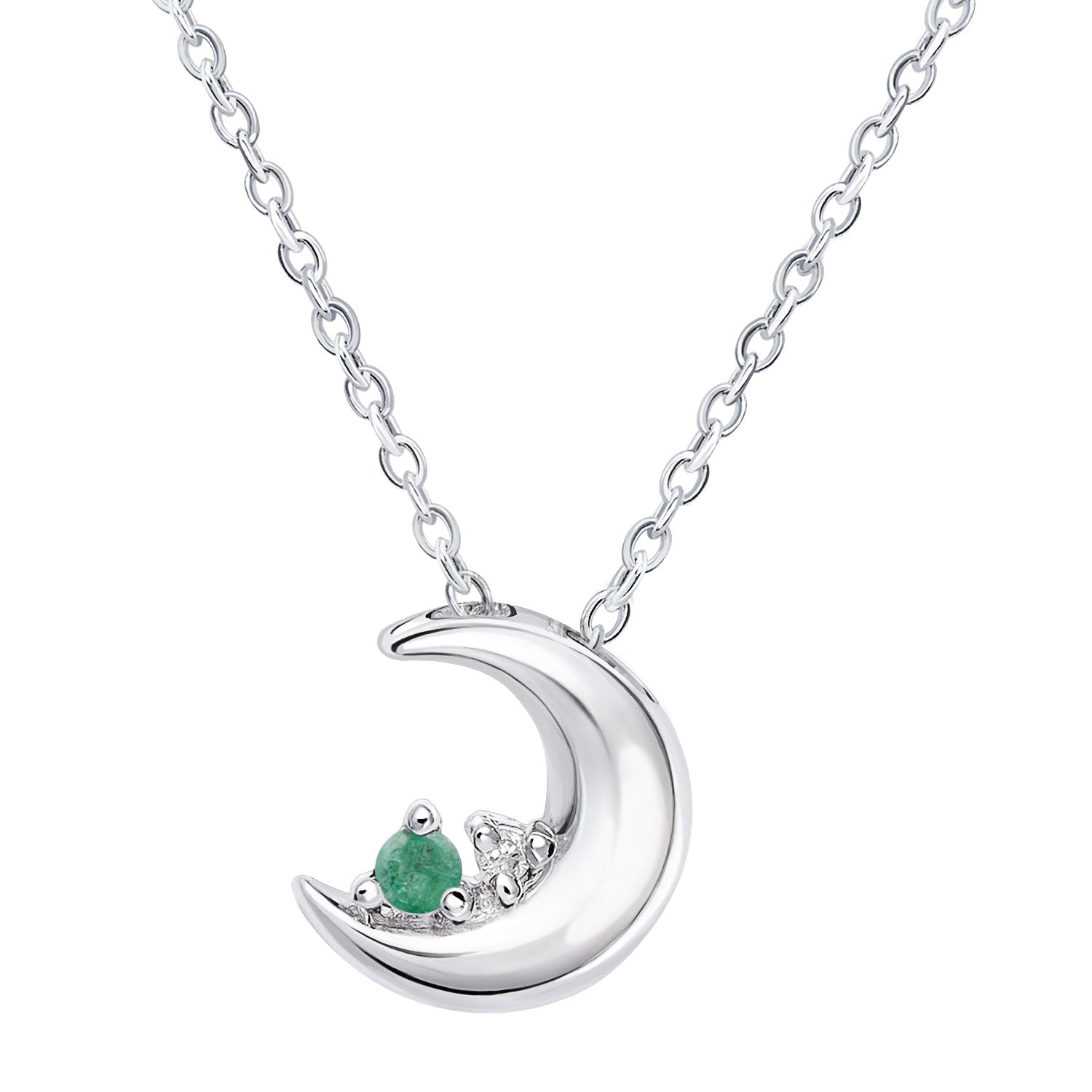 誕生石クレセントムーンネックレス