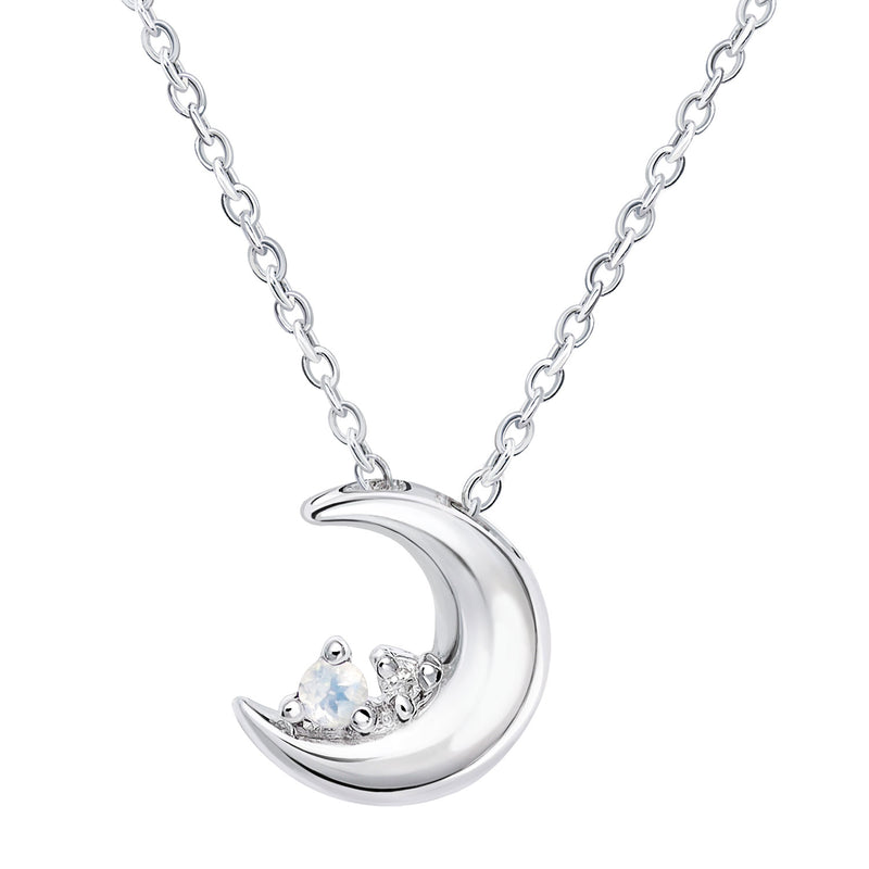 194Nb【高品質✨】ネックレス　月　ムーン　夜空　大人かわいい　華奢　シルバー ネックレス レディース ダイヤモンド 12誕生石 ムーン 月モチーフ