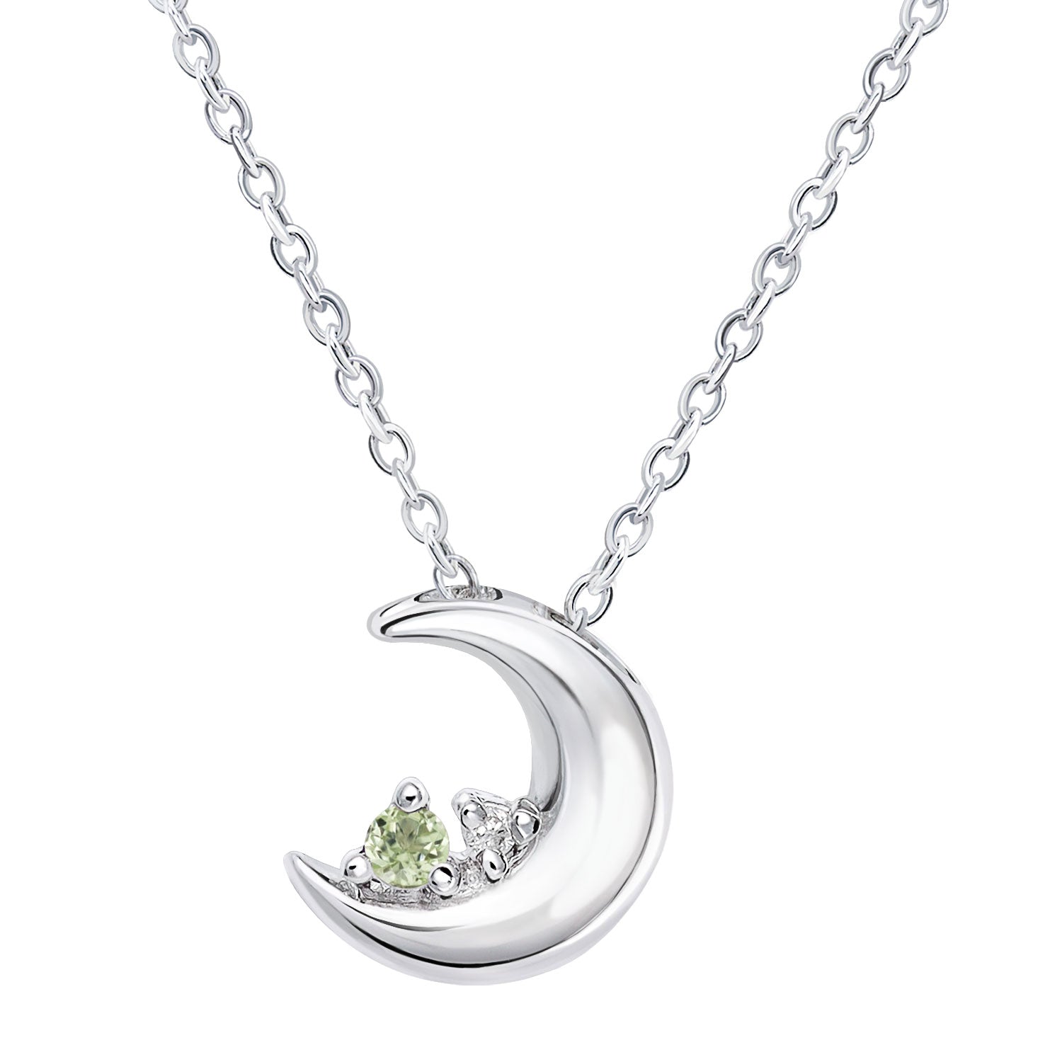 誕生石クレセントムーンネックレス