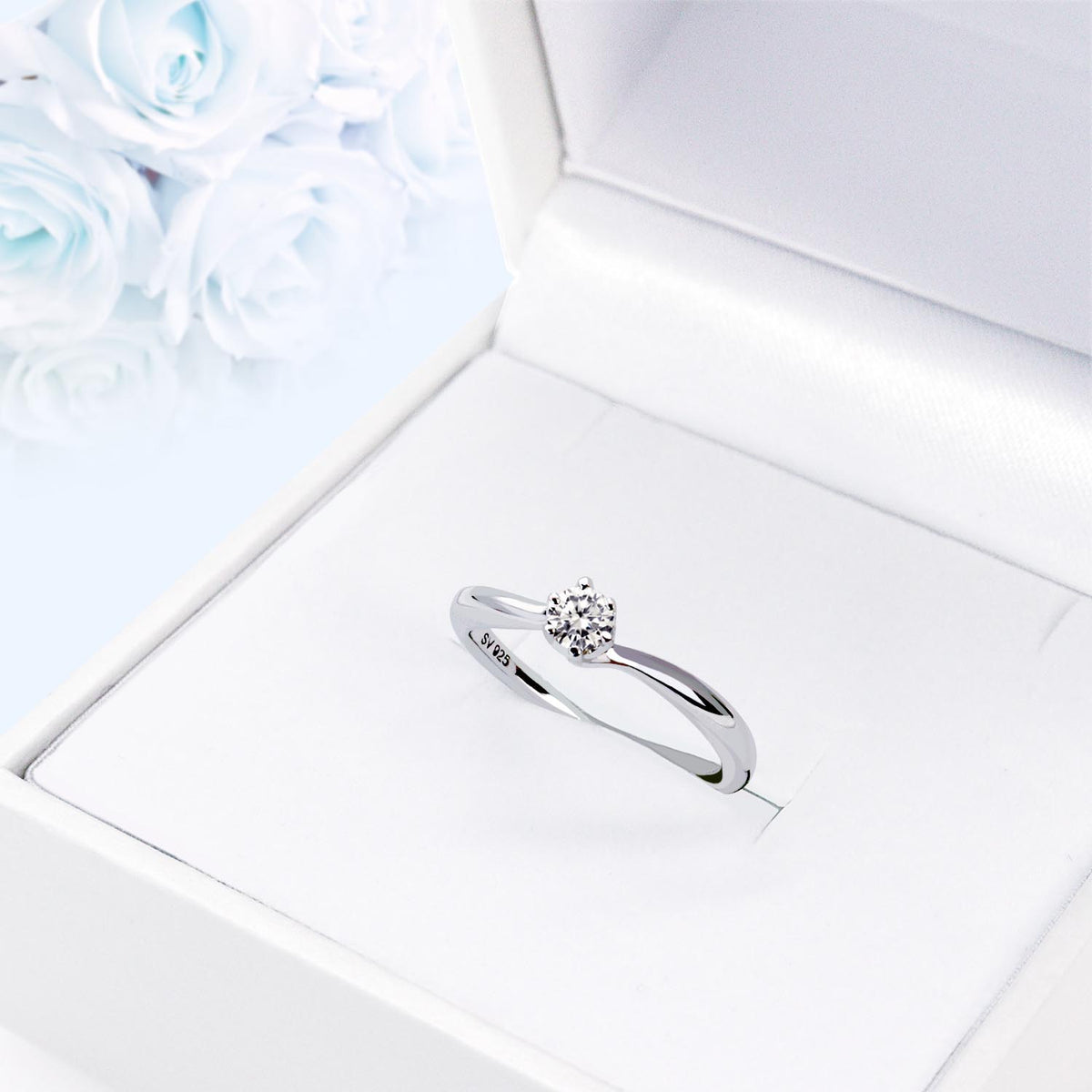 プロポーズリング シルバー 指輪 一粒 キュービックジルコニア