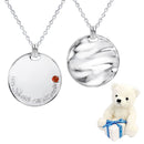 ネックレス メンズ レディース ユニセックス リバーシブル シルバー925 テディベア ぬいぐるみセット ダイヤモンド 誕生石 プレート コインネックレス パールホワイト ベア