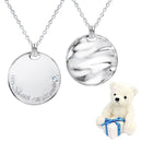 ネックレス メンズ レディース ユニセックス リバーシブル シルバー925 テディベア ぬいぐるみセット ダイヤモンド 誕生石 プレート コインネックレス パールホワイト ベア