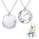 ネックレス メンズ レディース ユニセックス リバーシブル シルバー925 テディベア ぬいぐるみセット ダイヤモンド 誕生石 プレート コインネックレス パールホワイト ベア