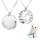 ネックレス メンズ レディース ユニセックス リバーシブル シルバー925 テディベア ぬいぐるみセット ダイヤモンド 誕生石 プレート コインネックレス パールホワイト ベア