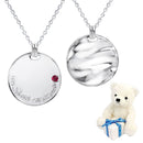 ネックレス メンズ レディース ユニセックス リバーシブル シルバー925 テディベア ぬいぐるみセット ダイヤモンド 誕生石 プレート コインネックレス パールホワイト ベア