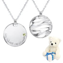 ネックレス メンズ レディース ユニセックス リバーシブル シルバー925 テディベア ぬいぐるみセット ダイヤモンド 誕生石 プレート コインネックレス パールホワイト ベア