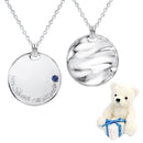 ネックレス メンズ レディース ユニセックス リバーシブル シルバー925 テディベア ぬいぐるみセット ダイヤモンド 誕生石 プレート コインネックレス パールホワイト ベア