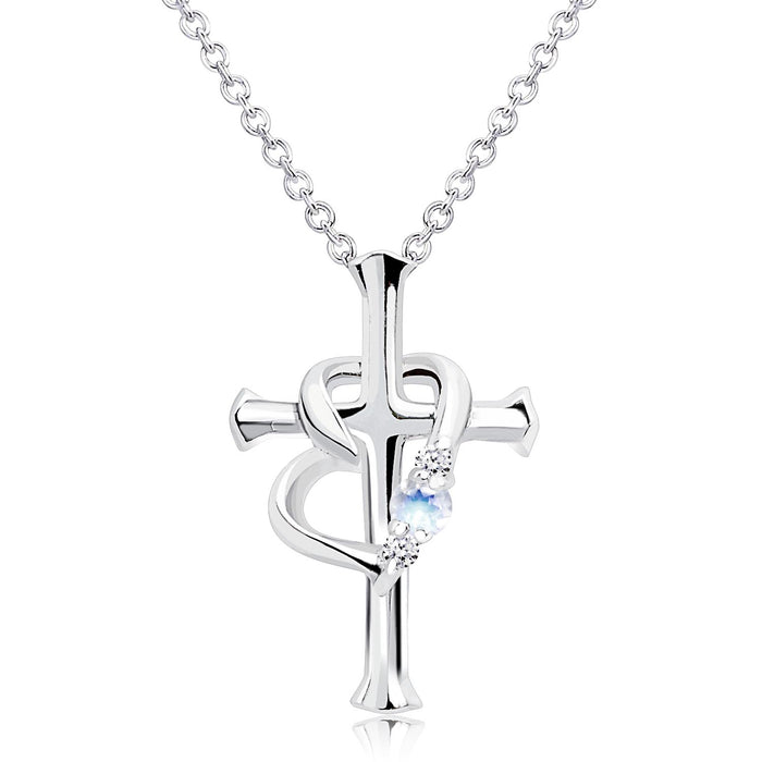 誕生石クロスハートネックレス