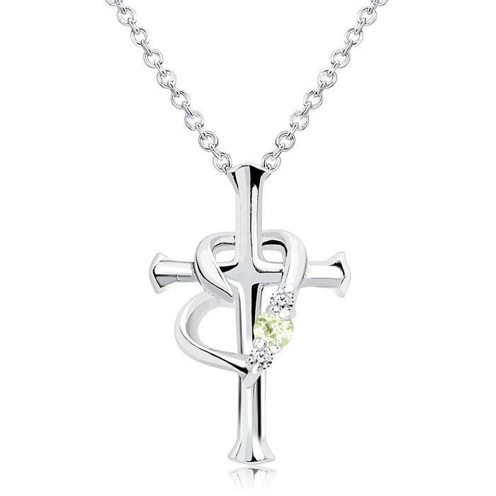 誕生石クロスハートネックレス