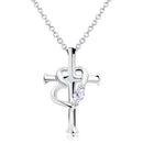 ネックレス レディース クロス ハート 十字架 ダイヤモンド 誕生石 p5257