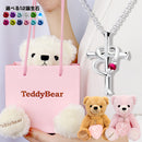 ネックレス レディース テディベア ぬいぐるみ付 クロス ハート 十字架 ダイヤ 誕生石 p5257-tdt-01