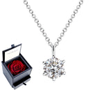 ネックレス レディース 1粒キュービックジルコニア プリザーブドフラワー ローズ 薔薇 ギフトセット p5412-1218