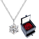 ネックレス レディース 1粒キュービックジルコニア プリザーブドフラワー ローズ 薔薇 ギフトセット p5412-1218
