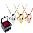ネックレス レディース オープンハート プリザーブドフラワー ローズ 薔薇 ボックス ギフトセット p6127-1218