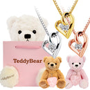 ネックレス レディース テディベア 付き オープンハート ジルコニア p6127-tdt-01