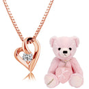 ネックレス レディース テディベア 付き オープンハート ジルコニア p6127-tdt-01