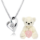 ネックレス レディース テディベア 付き オープンハート ジルコニア p6127-tdt-01