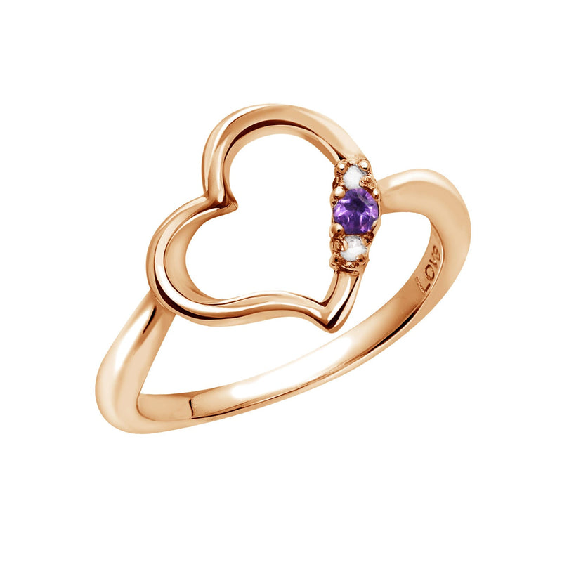 リング 指輪 レディース シルバー925 オープンハート ピンクゴールド ダイヤモンド 誕生石