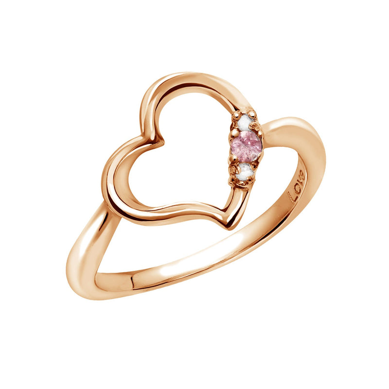 リング 指輪 レディース シルバー925 オープンハート ピンクゴールド ダイヤモンド 誕生石