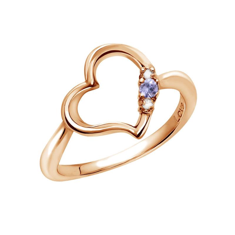 リング 指輪 レディース シルバー925 オープンハート ピンクゴールド ダイヤモンド 誕生石