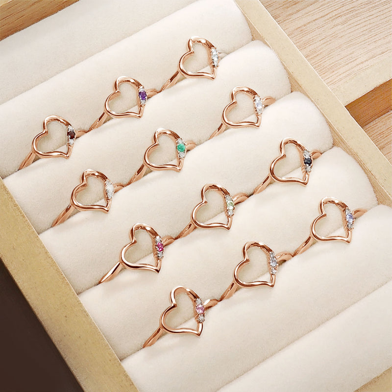 リング 指輪 レディース シルバー925 オープンハート ピンクゴールド ダイヤモンド 誕生石