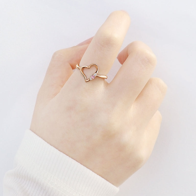 リング 指輪 レディース シルバー925 オープンハート ピンクゴールド ダイヤモンド 誕生石