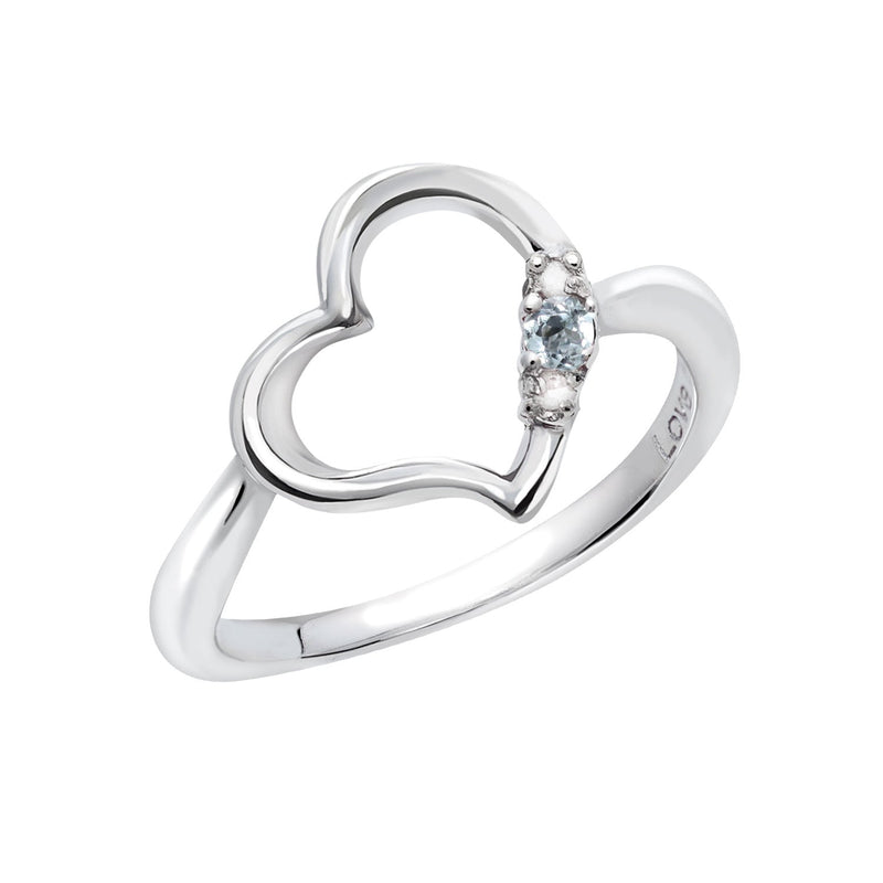 リング 指輪 レディース シルバー925 オープンハート ダイヤモンド 誕生石