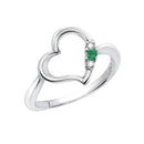 リング 指輪 レディース シルバー925 オープンハート ダイヤモンド 誕生石