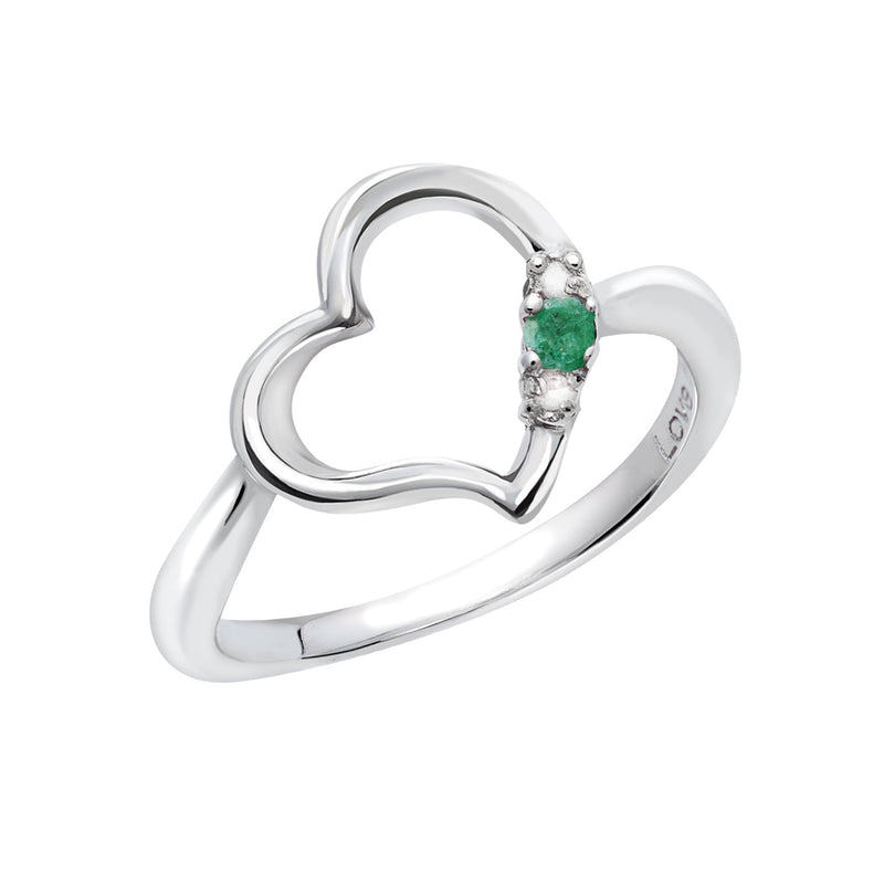 リング 指輪 レディース シルバー925 オープンハート ダイヤモンド 誕生石