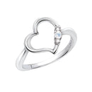 リング 指輪 レディース シルバー925 オープンハート ダイヤモンド 誕生石