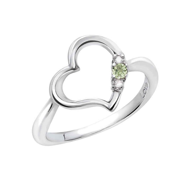 リング 指輪 レディース シルバー925 オープンハート ダイヤモンド 誕生石