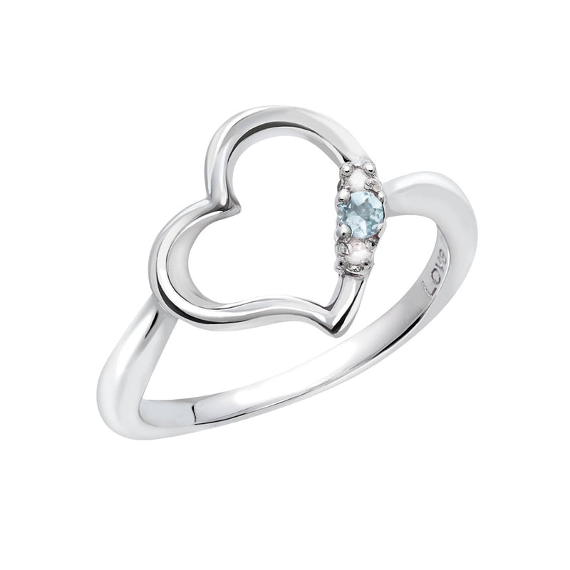 リング 指輪 レディース シルバー925 オープンハート ダイヤモンド 誕生石