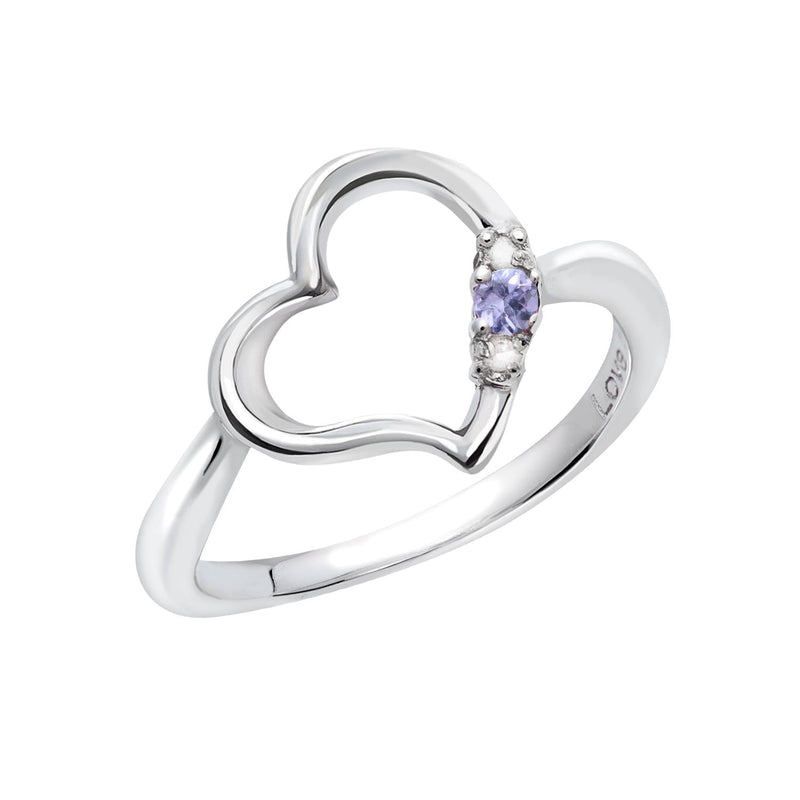 リング 指輪 レディース シルバー925 オープンハート ダイヤモンド 誕生石