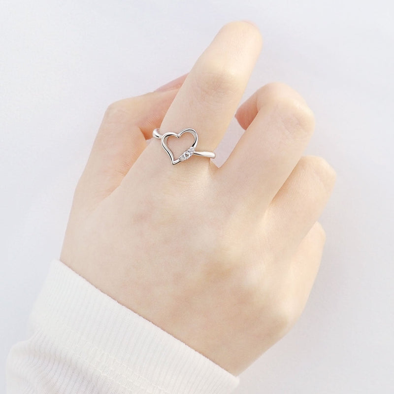 リング 指輪 レディース シルバー925 オープンハート ダイヤモンド 誕生石
