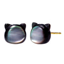 ピアス レディース 10金 スタッドピアス K10 白蝶貝 黒蝶貝 ネコ シェル クロネコ シロネコ se102-0001