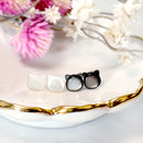 ピアス レディース 10金 スタッドピアス K10 白蝶貝 黒蝶貝 ネコ シェル クロネコ シロネコ se102-0001