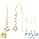 ピアス レディース 10金 フックピアス K10 天然石 スクエア se105-0037