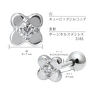 ピアス レディース サージカルステンレス 316L 片耳用 クローバーモチーフ 四つ葉