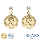 18金ピアス ゴールド K18 エリザベス コイン ダイヤモンド 計 0.08ct se56-0003